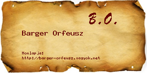 Barger Orfeusz névjegykártya